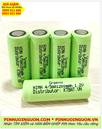 Pin sạc 1.2v 4/5AA1200mAh, Pin sạc công nghiệp đầu bằng NiMh 4/5AA1200mAh 1.2v, Cell pin Grepow 4/5AA1200mAh 1.2v